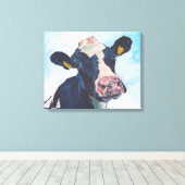 牛No 01. 0254アイリッシュフライシア牛 キャンバスプリント (インサイチュ (ウッドフロア))