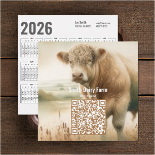牛QRコード2026カレンダー名刺 カード