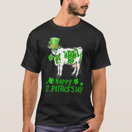 牛St patricks dayラッキー農家牛マッチングファミ Tシャツ (正面)