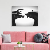 牛vsクマ白黒 キャンバスプリント (インサイチュ (リビング))