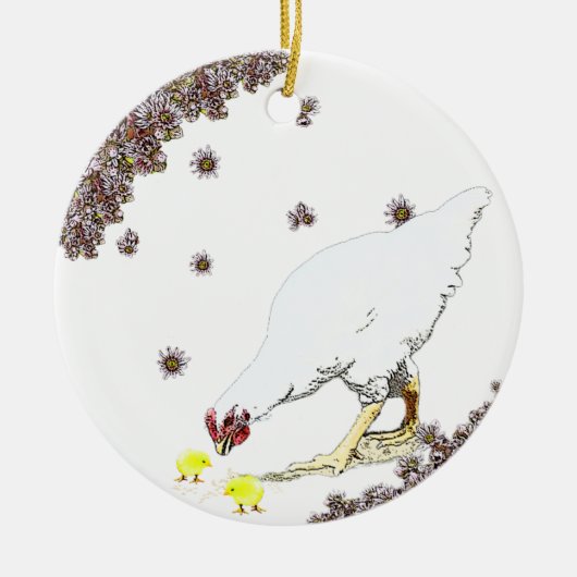 牝鶏が鳴く セラミックオーナメント (正面)