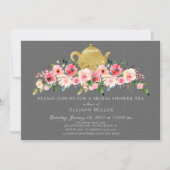 牡エレガント丹フローラブライダルシャワー茶招待状 招待状 (正面)