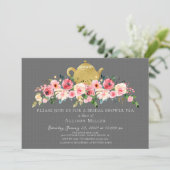 牡エレガント丹フローラブライダルシャワー茶招待状 招待状 (スタンド正面)