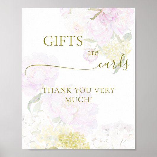 牡丹あじさいパステルベビーシャワーギフトとカード ポスター (正面)