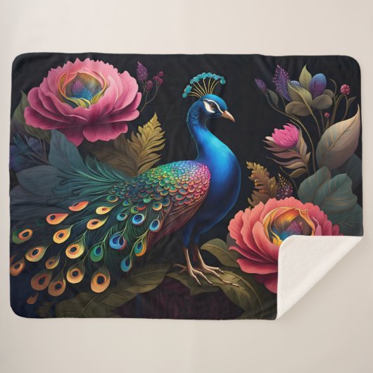 牡丹かわいらしの孔雀のように シェルパブランケット (正面(横))