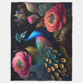 牡丹かわいらしの孔雀のように フリースブランケット (正面)