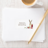 牡丹かわいらしの花とウサギの住所 ラベル (インサイチュ)