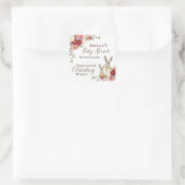 牡丹かわいらしの花とウサギの赤ちゃんシャワー スクエアシール (バッグ)