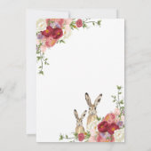 牡丹かわいらしの花とウサギの赤ちゃんシャワー 招待状 (裏面)