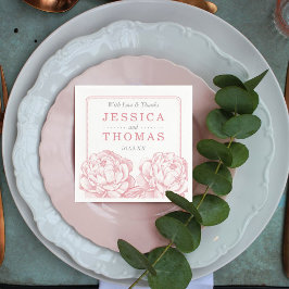 牡丹かわいらしフローラ結婚コレクション スタンダードカクテルナプキン