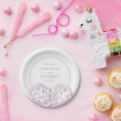 牡丹かわいらしフローラ結婚コレクション ペーパープレート (パーティー)