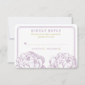 牡丹かわいらしフローラ結婚コレクション 出欠カード (正面)
