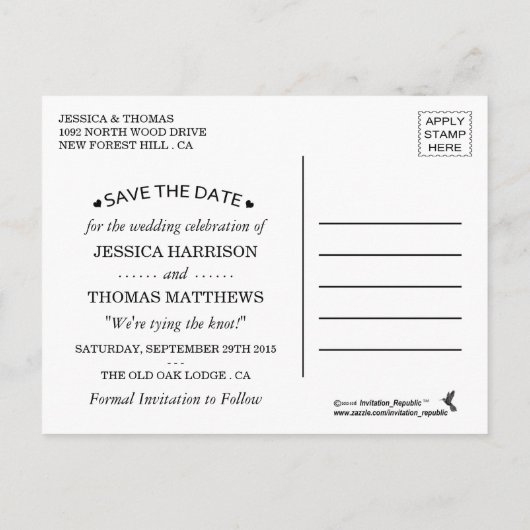 牡丹かわいらしフローラ結婚コレクション 案内ポストカード (裏面)