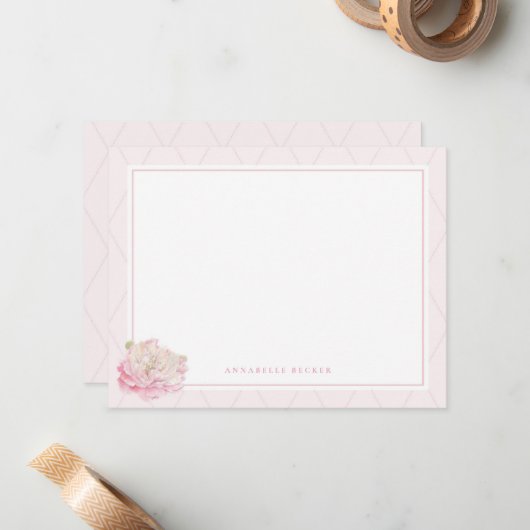 牡丹かわいらし文パーソナライズされた具 ノートカード (正面/裏面インサイチュ)