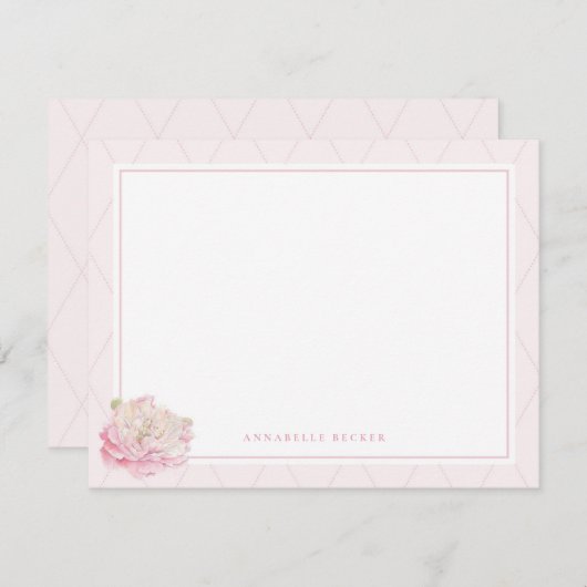 牡丹かわいらし文パーソナライズされた具 ノートカード (正面/裏面)