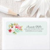 牡丹かわいらし赤ちゃんシャワーフローラ差出人住所 ラベル (インサイチュ)