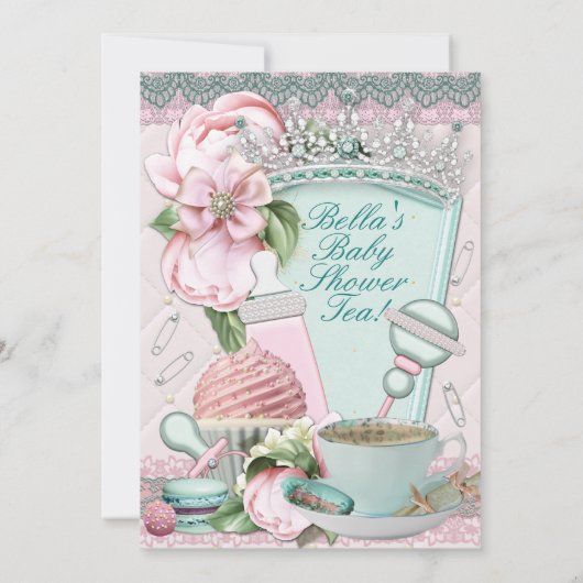 牡丹きらきら光る赤ちゃんシャワーティー招待状 招待状 (裏面)