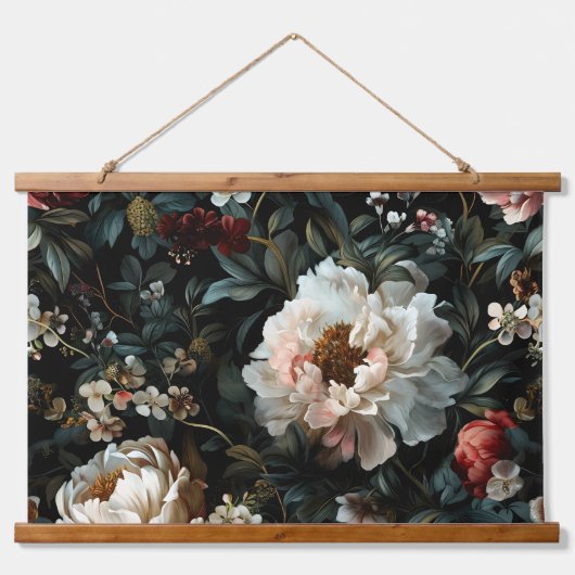 牡丹きらめくノエル植物学 吊り下げ型タペストリー (正面)
