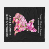 牡丹で満ちたフランスのブルドッグの性格の特徴 フリースブランケット (正面(横))