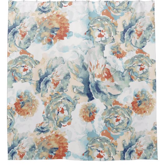 牡丹とあじさい開花秋色 シャワーカーテン (正面)