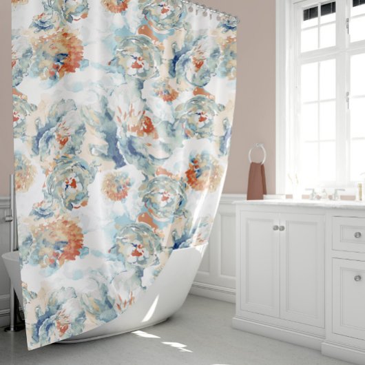 牡丹とあじさい開花秋色 シャワーカーテン