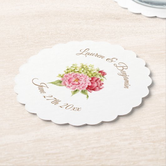 牡丹とアジサイフローラ紙コースター ペーパーコースター (アングル)