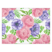 牡丹とアネモネの花の水彩模様 テーブルクロス (正面(横))
