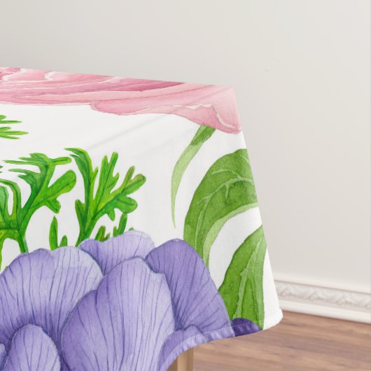牡丹とアネモネの花の水彩模様 テーブルクロス (インサイチュ)