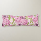 牡丹とアネモネの花の水色 ボディピロー (裏面)