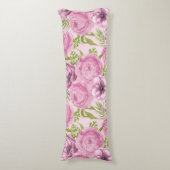 牡丹とアネモネの花の水色 ボディピロー (正面縦)