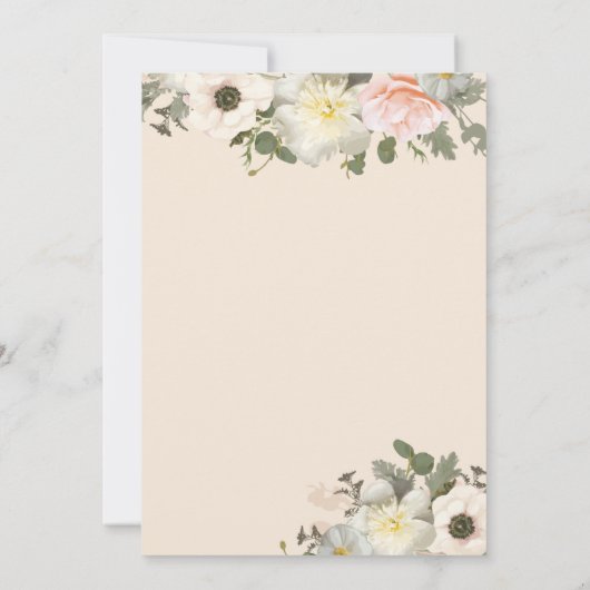 牡丹とアネモネ結婚の赤面 招待状 (裏面)