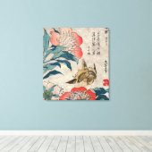 牡丹とカナリア葛飾北斎 キャンバスプリント (インサイチュ (ウッドフロア))