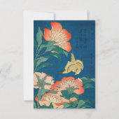 牡丹とカナリア葛飾北斎 サンキューカード (正面)