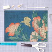 牡丹とカナリア、1834年葛飾北斎 薄葉紙 (クラフト)