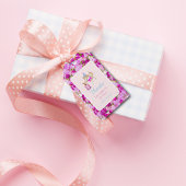 牡丹とグリッターでケーキをスワイプしていくかわいい猫 ギフトタグ