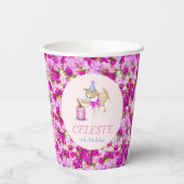 牡丹とグリッターでケーキをスワイプしていくかわいい猫 紙コップ (裏面)