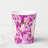 牡丹とグリッターでケーキをスワイプしていくかわいい猫 紙コップ (右)