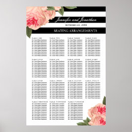 牡丹とストライプ玉座の配置ポスター ポスター