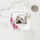牡丹とバラユーカリ緑のサンキューカード ノートカード (正面/裏面インサイチュ)