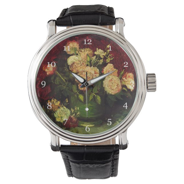牡丹とバラ、ビンセント・ヴァン・ゴッホとボウル。 腕時計 (正面)