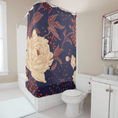 牡丹とバラ。フローラヴィンテージのシームレスなパターン シャワーカーテン (インサイチュ)