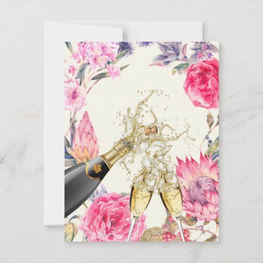 牡丹とプロテアブランチ&バブリー招待状 招待状 (裏面)