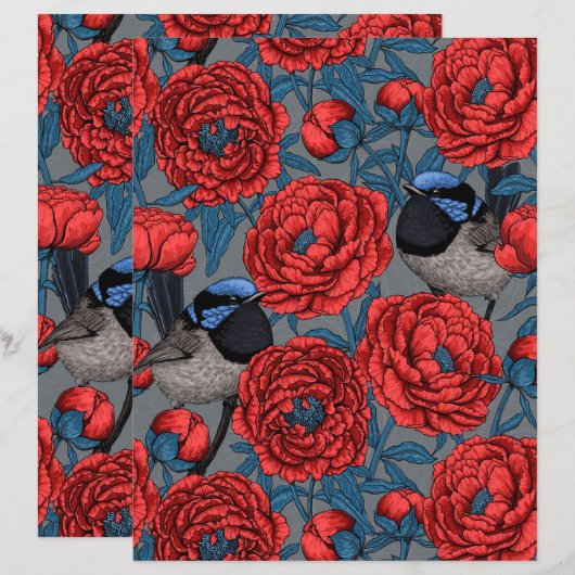 牡丹とレンチ (正面/裏面)