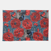 牡丹とレンチ キッチンタオル (横)