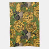 牡丹とレンチ キッチンタオル (縦)