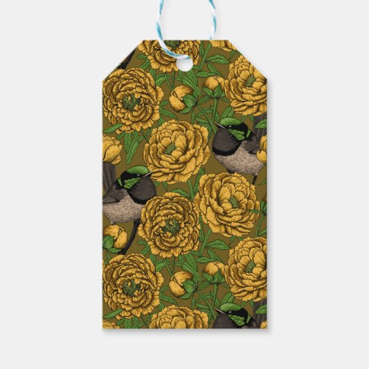 牡丹とレンチ ギフトタグ (正面)