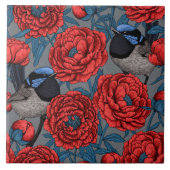 牡丹とレンチ タイル (正面)