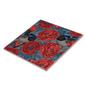 牡丹とレンチ タイル (側面)