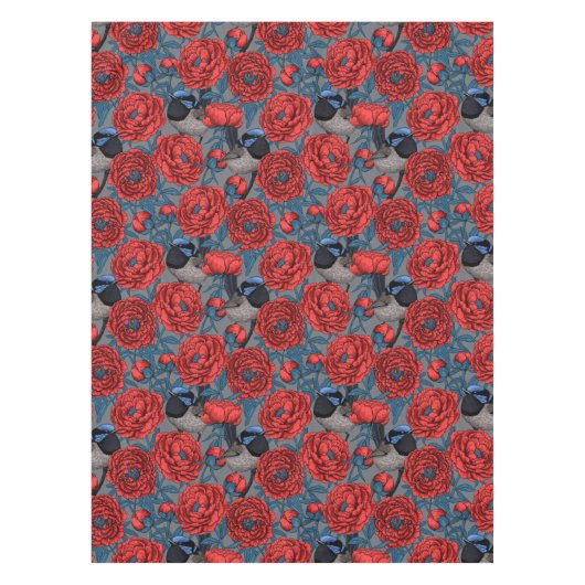 牡丹とレンチ テーブルクロス (正面)