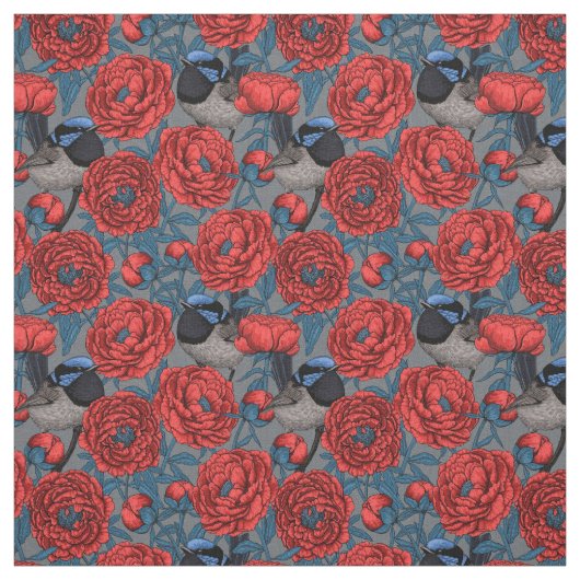 牡丹とレンチ ファブリック (見本)